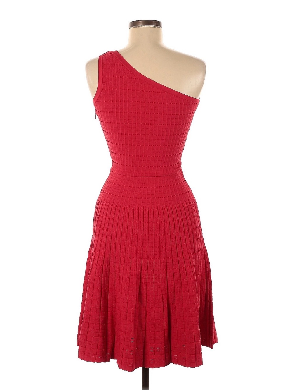 MICHAEL Michael Kors Red One Shoulder Ribbed Knit Midi Dress XS